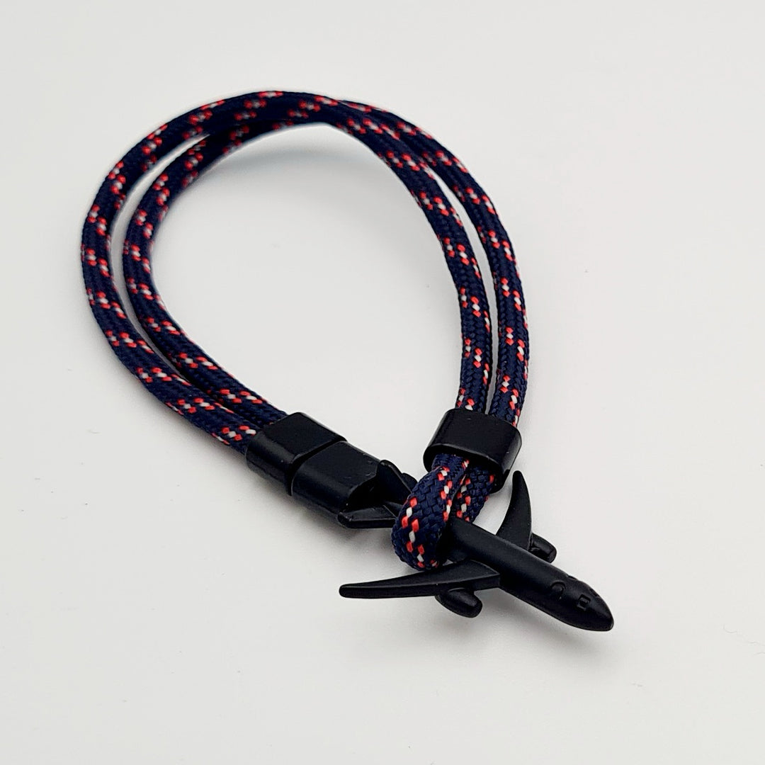 Black & Red  Aeroplane Adjustable Bracelet