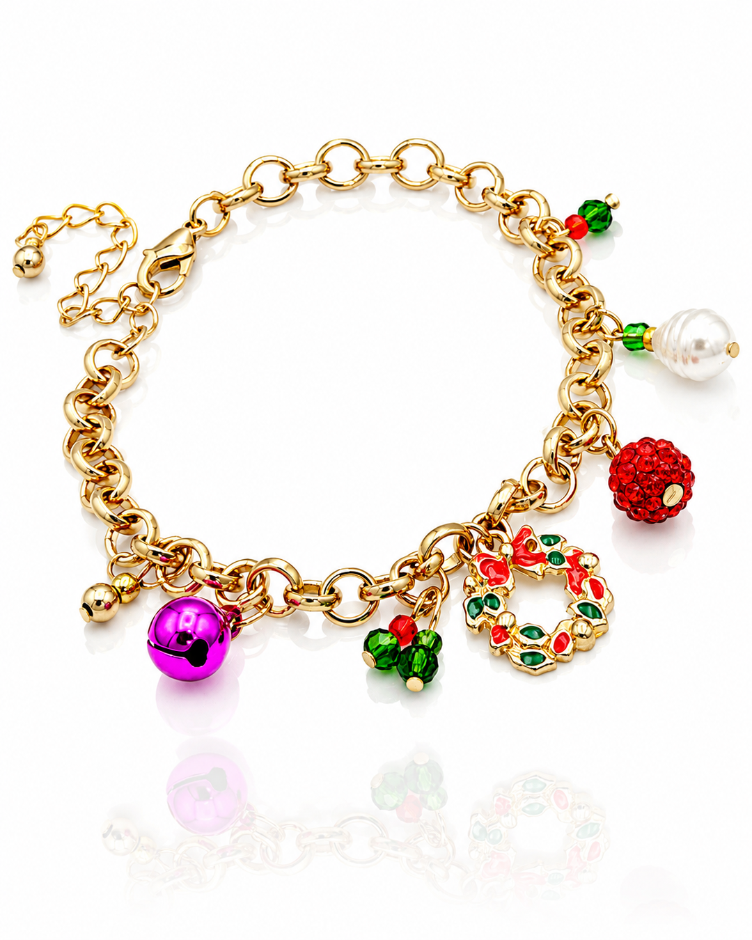 Gold Plated Waterproof Multicolour Enamel Charm Bracelet (1010367)