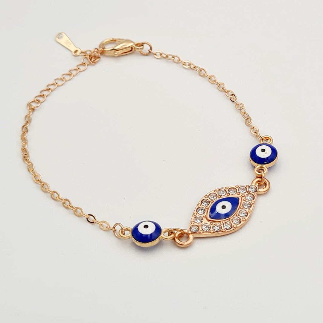 Gold Blue Evil Eye Bracelet