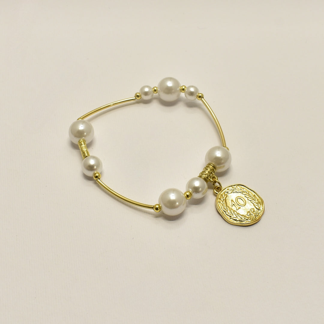Gold Pearly Coin Bracelet