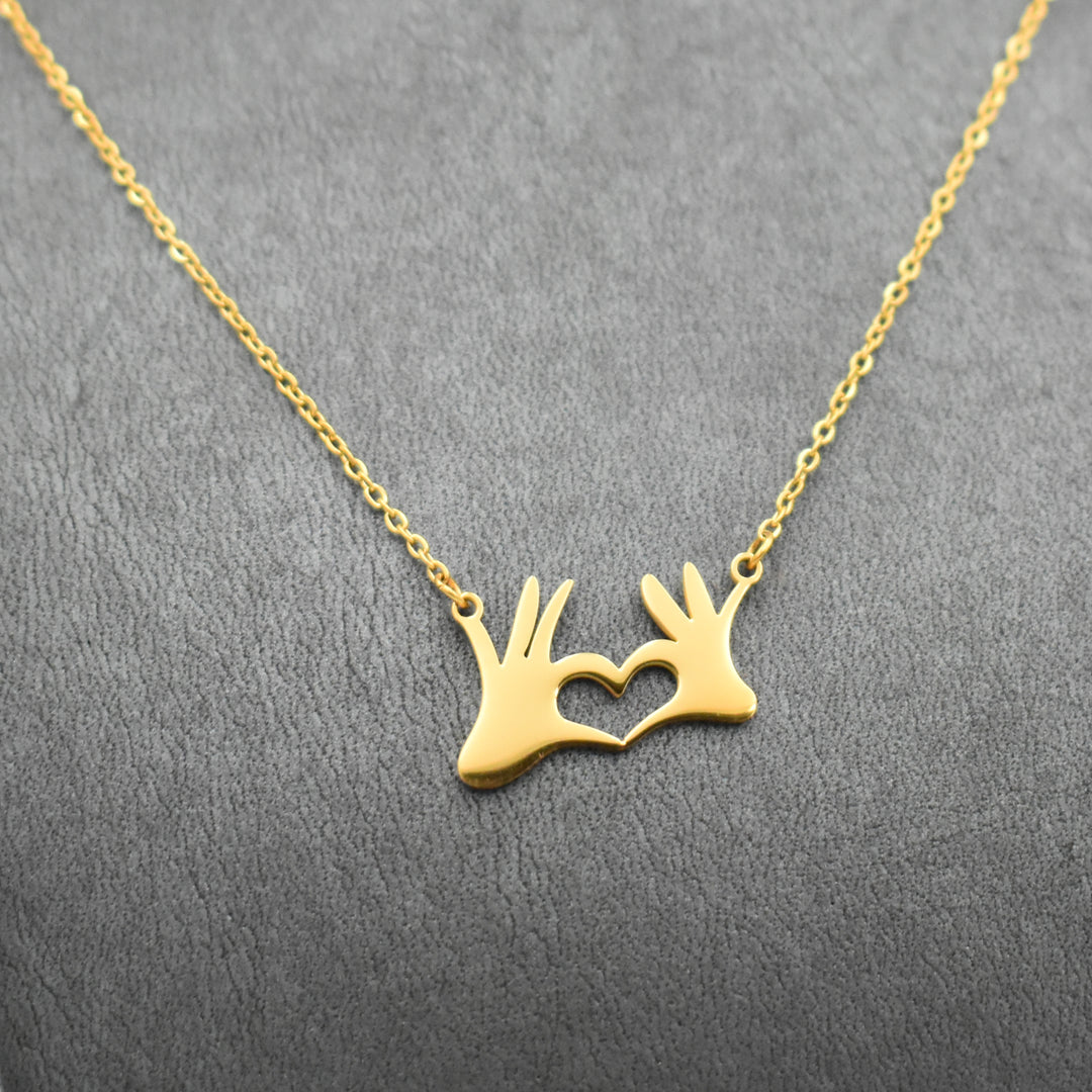 Gold Plated Hands Heart Necklace