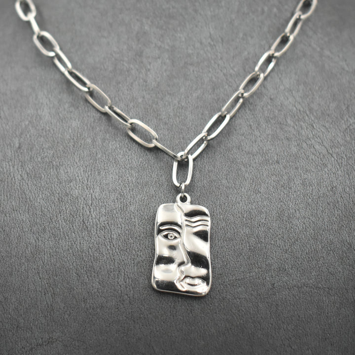 Rhodium Plated Mismatched Necklace