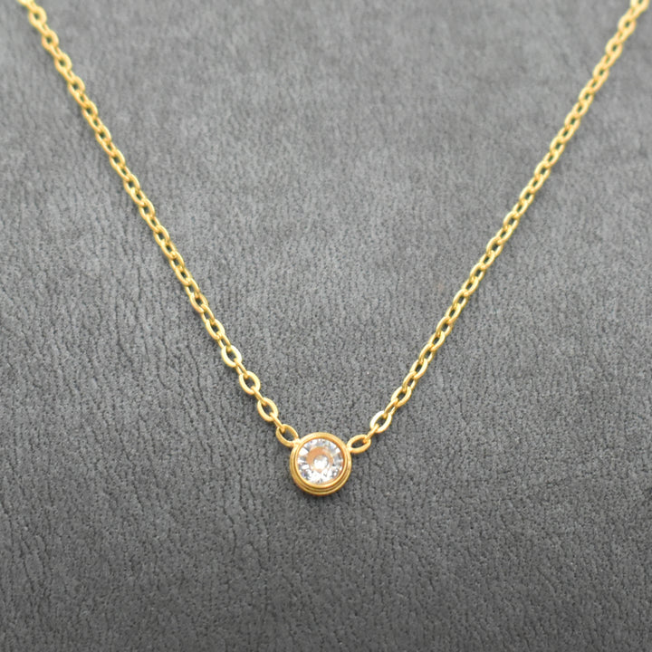 Gold Plated Simple Diamante Necklace