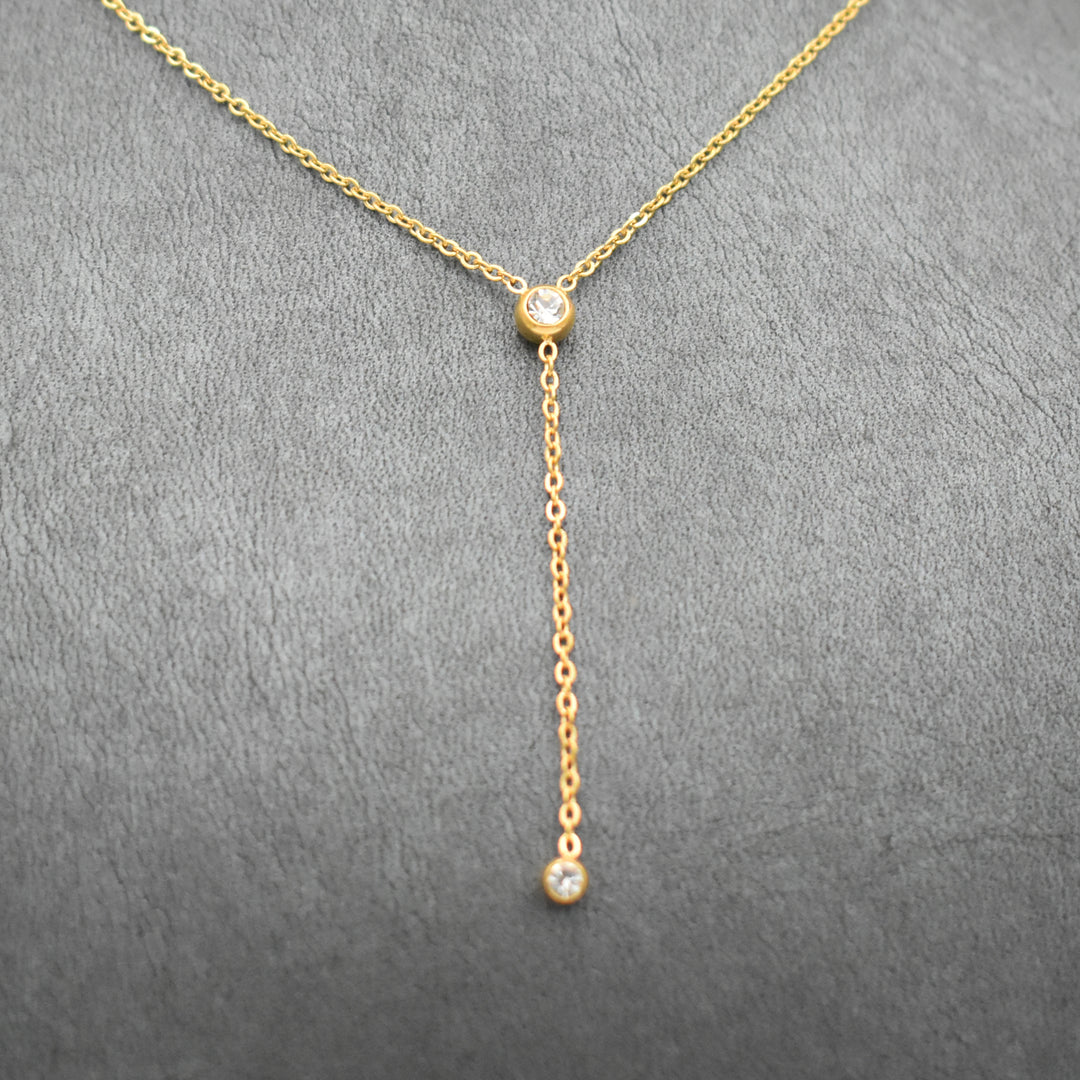 Gold Plated Diamante Dainty Necklace