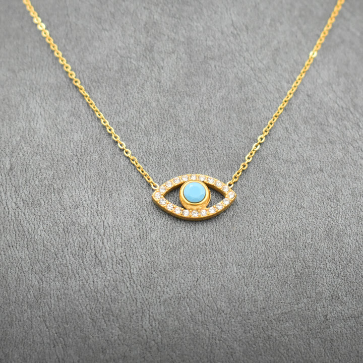 Gold Plated Blue Stone Zirconia Necklace
