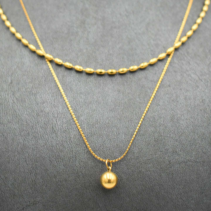 Gold Plated Ball Chain Twisted Necklace