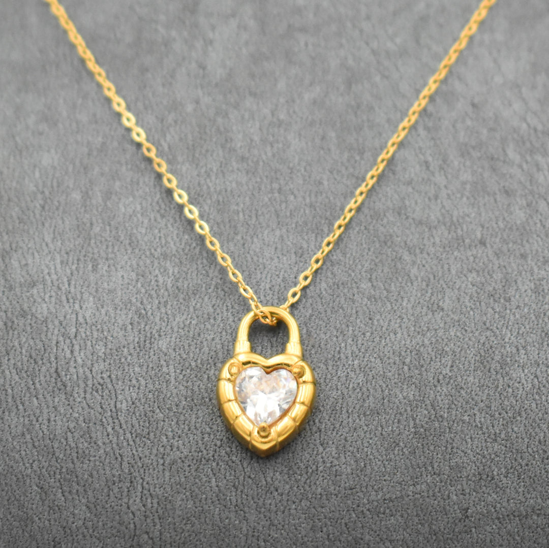 Gold Plated Heart Lock Necklace