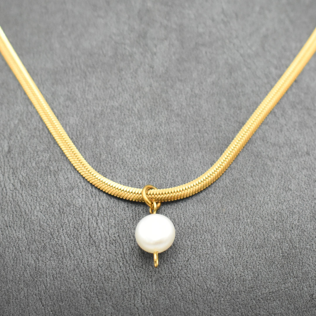 Gold Plated Snake with Pearl Necklace
