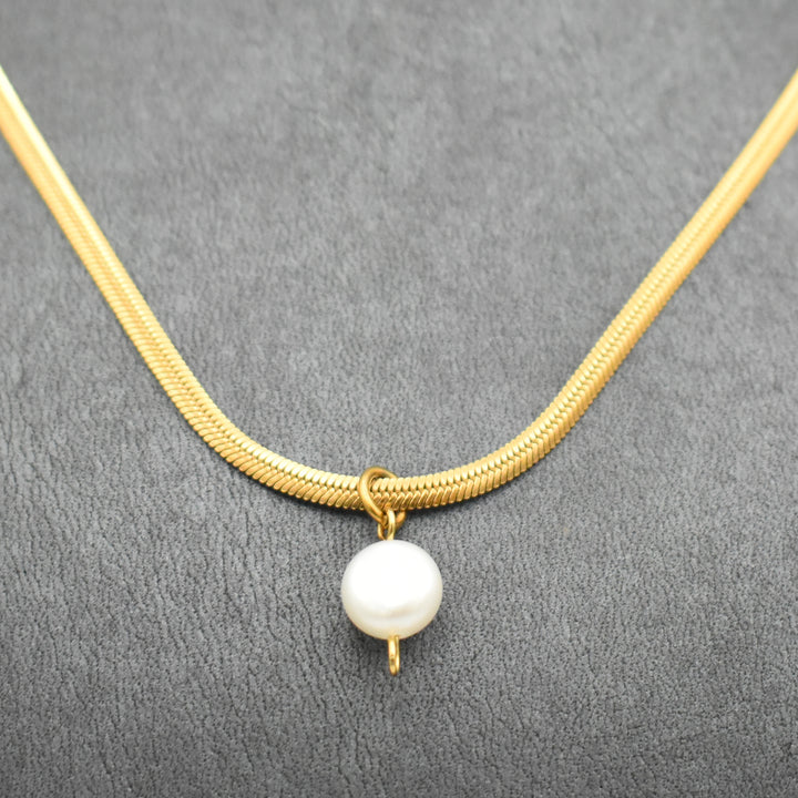 Gold Plated Snake with Pearl Necklace