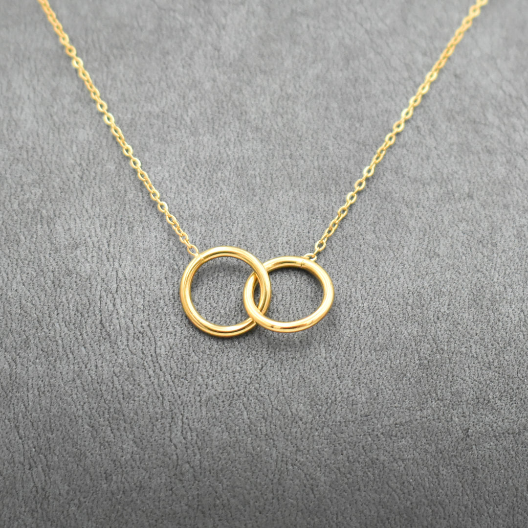Gold Toned Double Circle Choker Necklace