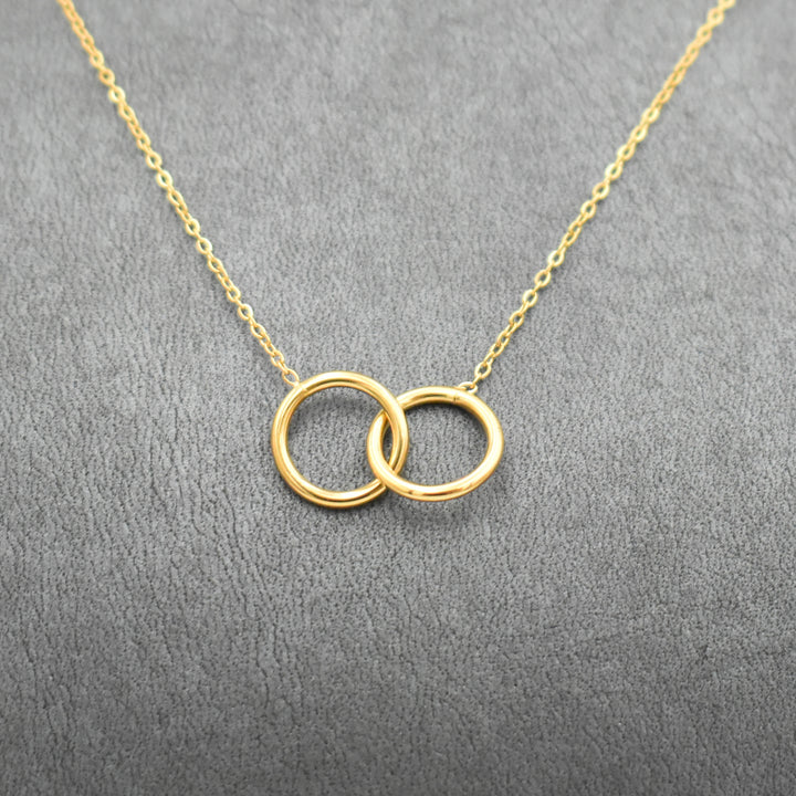 Gold Toned Double Circle Choker Necklace