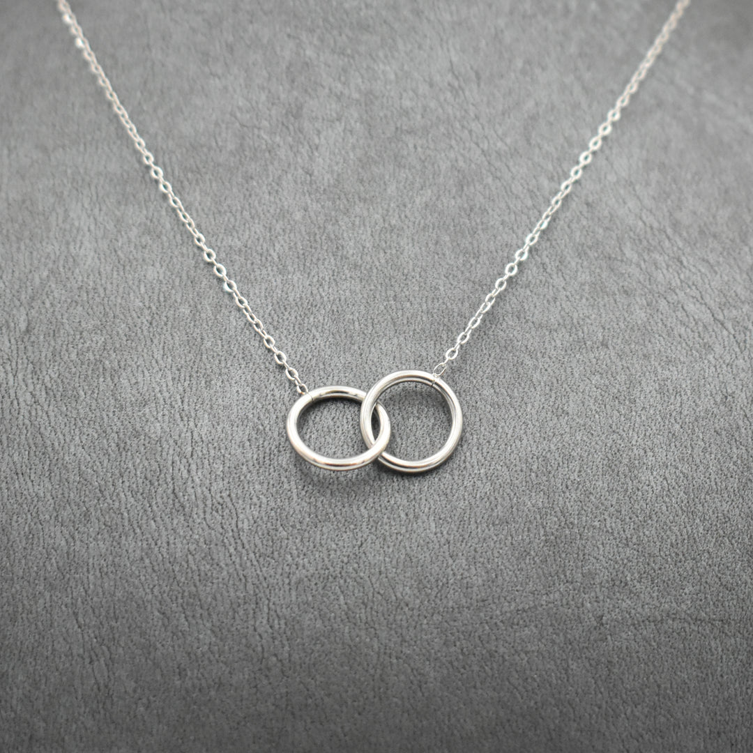 Rhodium Plated Combined Circles Necklace
