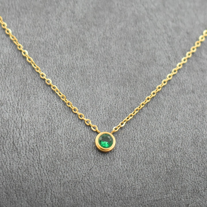 Gold Plated Green Dainty Necklace