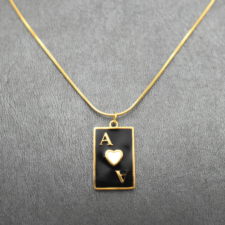Gold & Black 'A' Heart Necklace