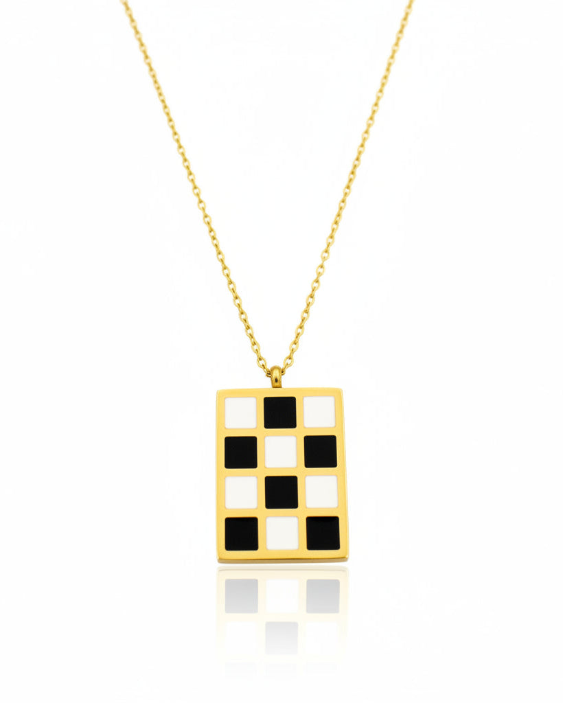 Gold plated waterproof chess knight pendant necklace by Elli Jewellery