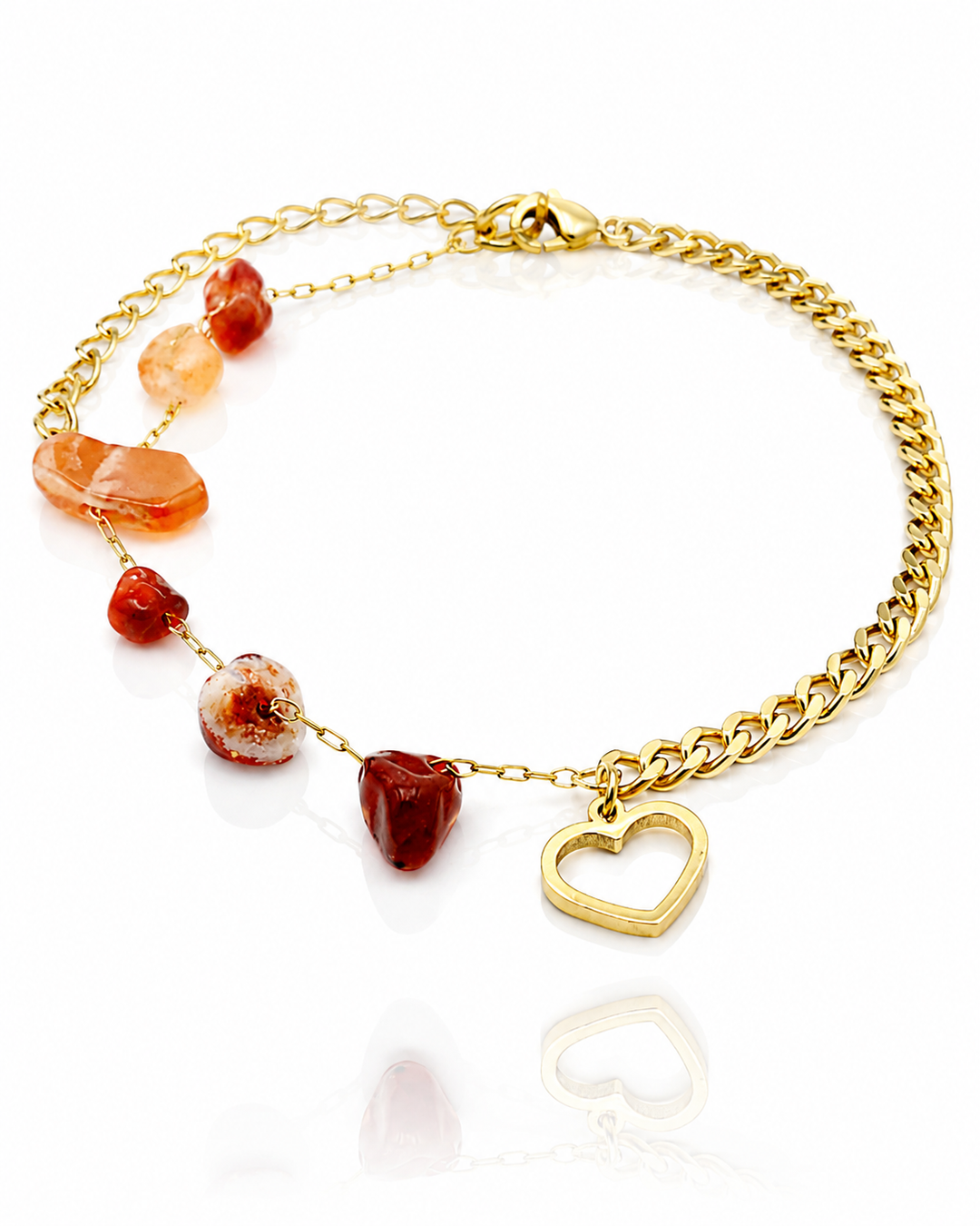 Gold Plated Antique Heart Charm Bracelet (11002)