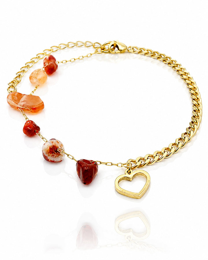 Gold Plated Antique Heart Charm Bracelet (11002)