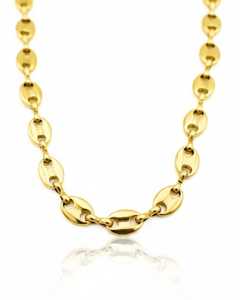 Gold plated waterproof statement link chain choker necklace with polished finish by Elli Jewellery