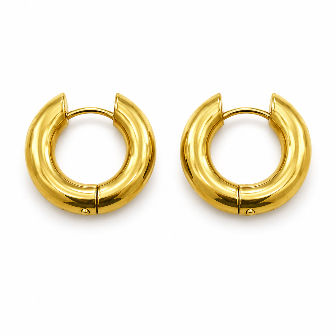 Gold Toned Surface Chunky 2.5cm Earrings