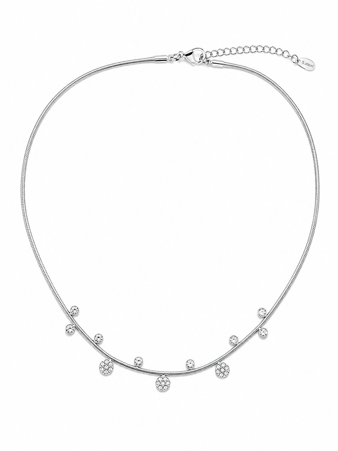 Rhodium Plated Flower Dainty Necklace