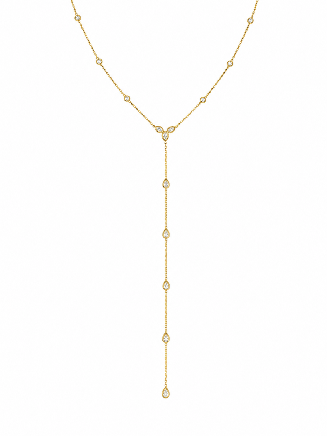 Gold Toned Y-Shaped Long Necklace