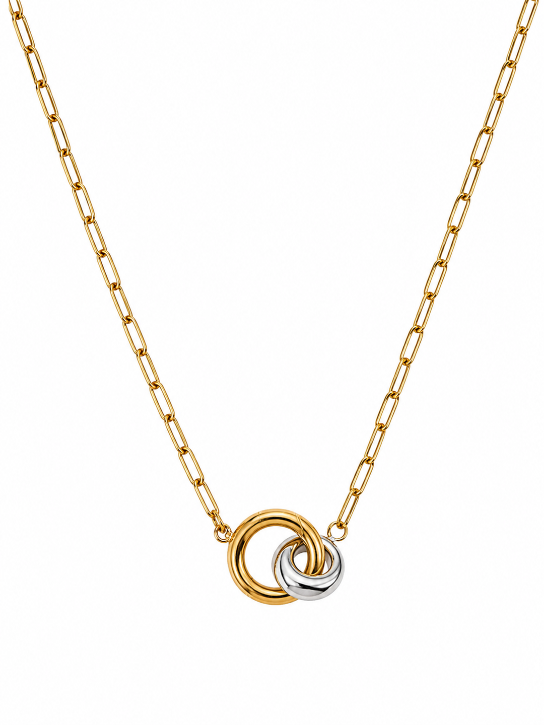 Gold Toned Link Chain Two-Toned Pendant Necklace