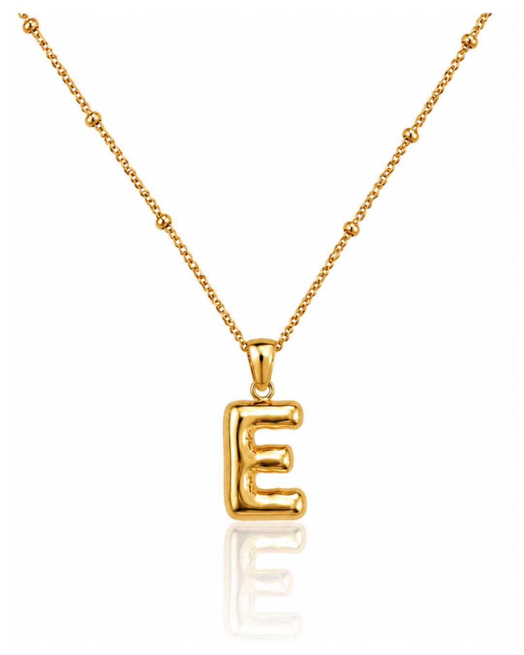 Gold Plated Waterproof Chunky Initial 'E' Statement Necklace (11638)