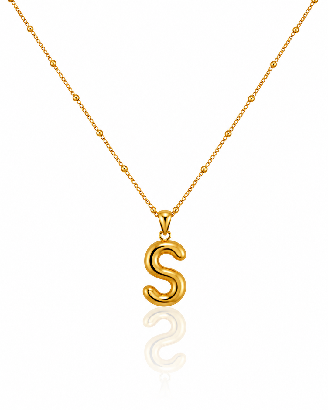 Gold Plated Waterproof Chunky Initial 'S' Statement Necklace (11652)