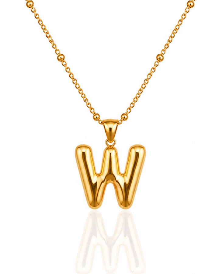 Gold Toned 'W' Chunky Necklace - 49 cm (11656)