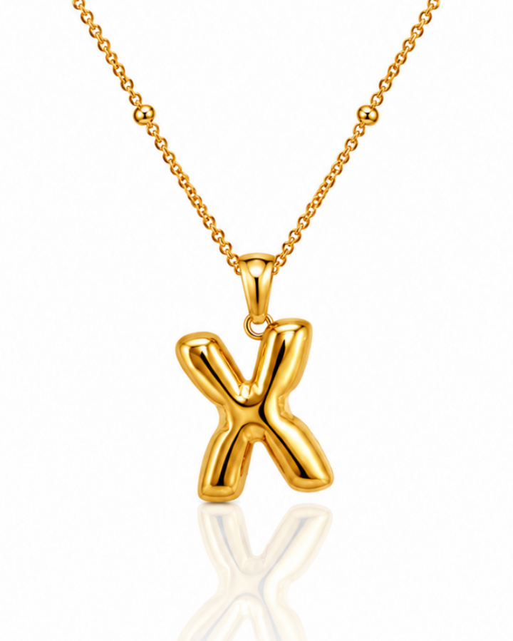Gold Toned 'X' Chunky Necklace - 49 cm (11657)