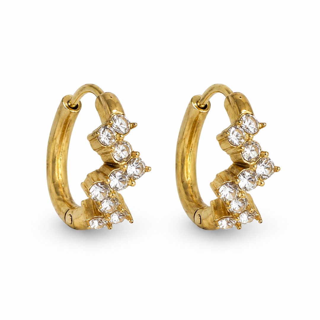 Gold Toned Zig Diamate Huggie Earrings