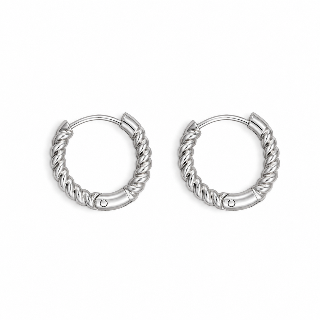 Rhodium Plated 1cm Stylish Huggie Earrings