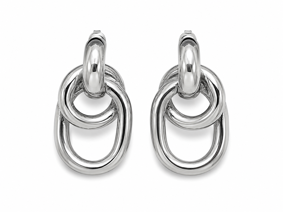 Rhodium Plated Elegent Drop Earrings