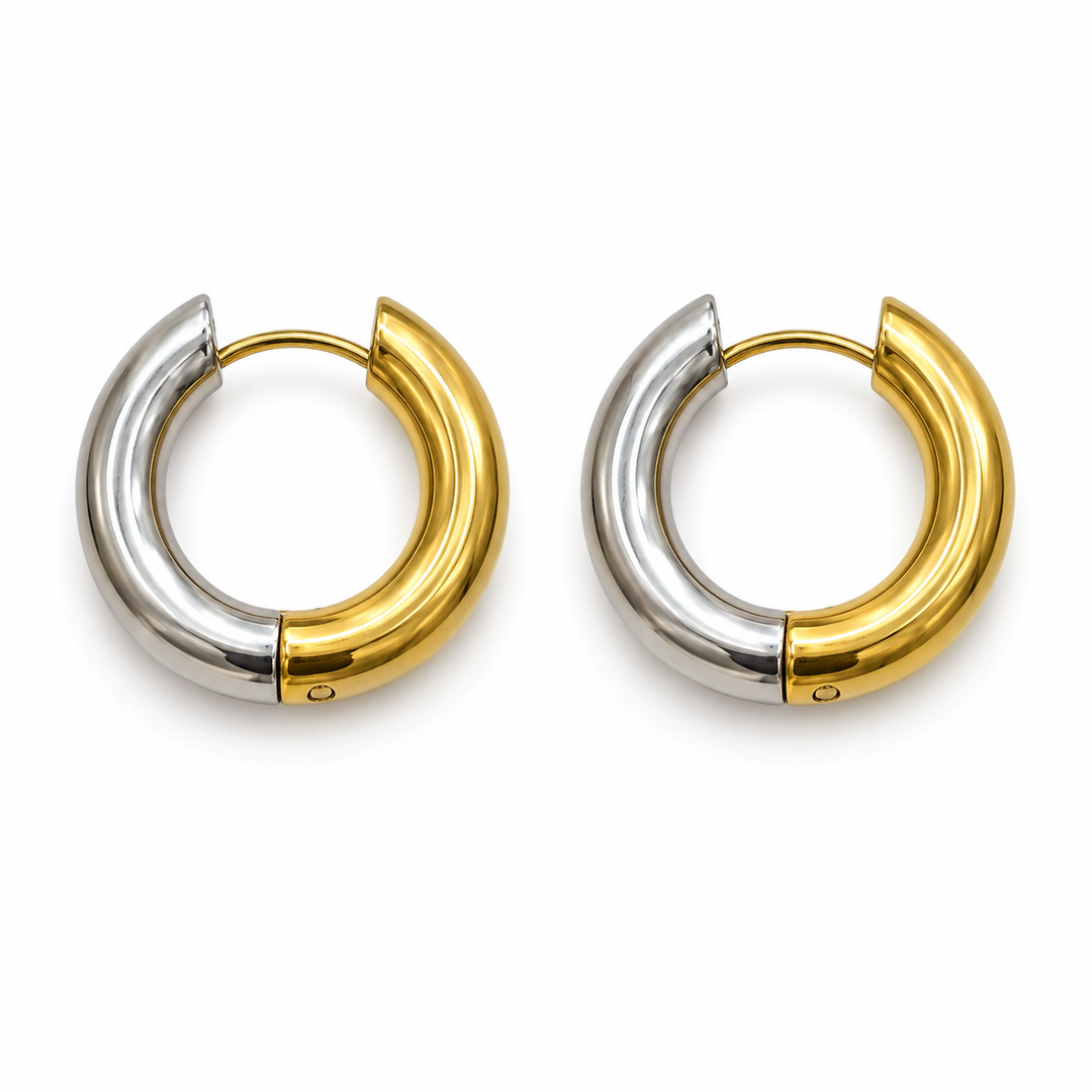 Two-Toned 24mm Huggie Earrings