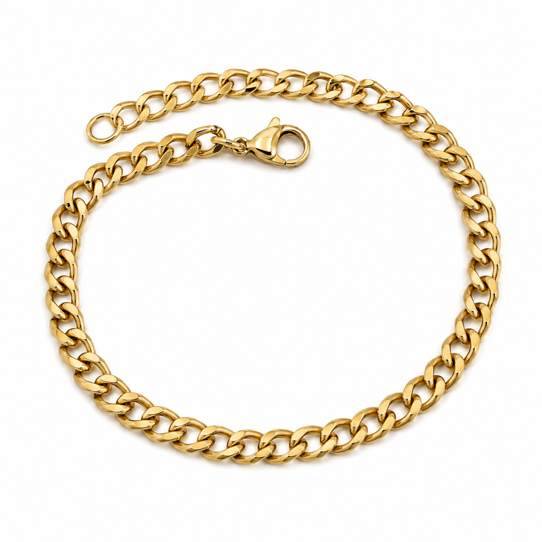 Gold Toned Curb Elegent Bracelet
