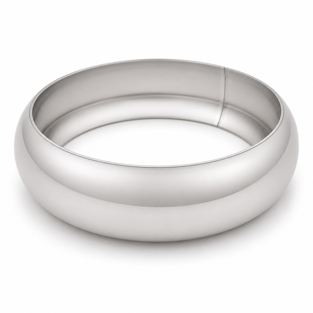 Rhodium Plated 2.5cm Bangle