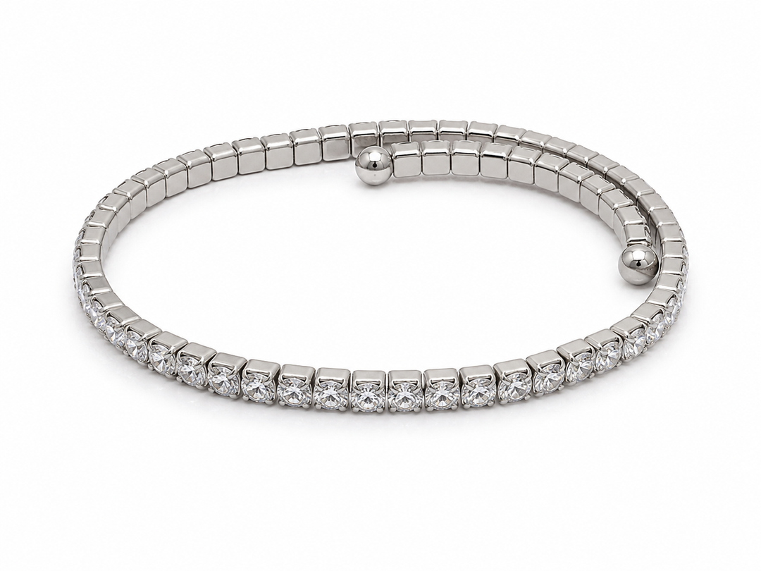 Rhodium Plated Cubic Bracelet