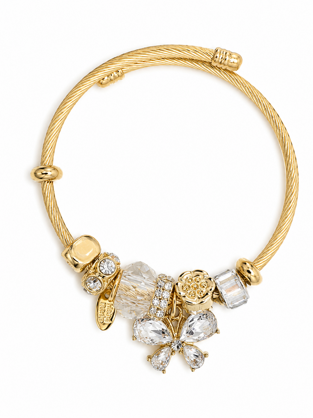 Gold Plated Diamante Butterfly Bangle 11905