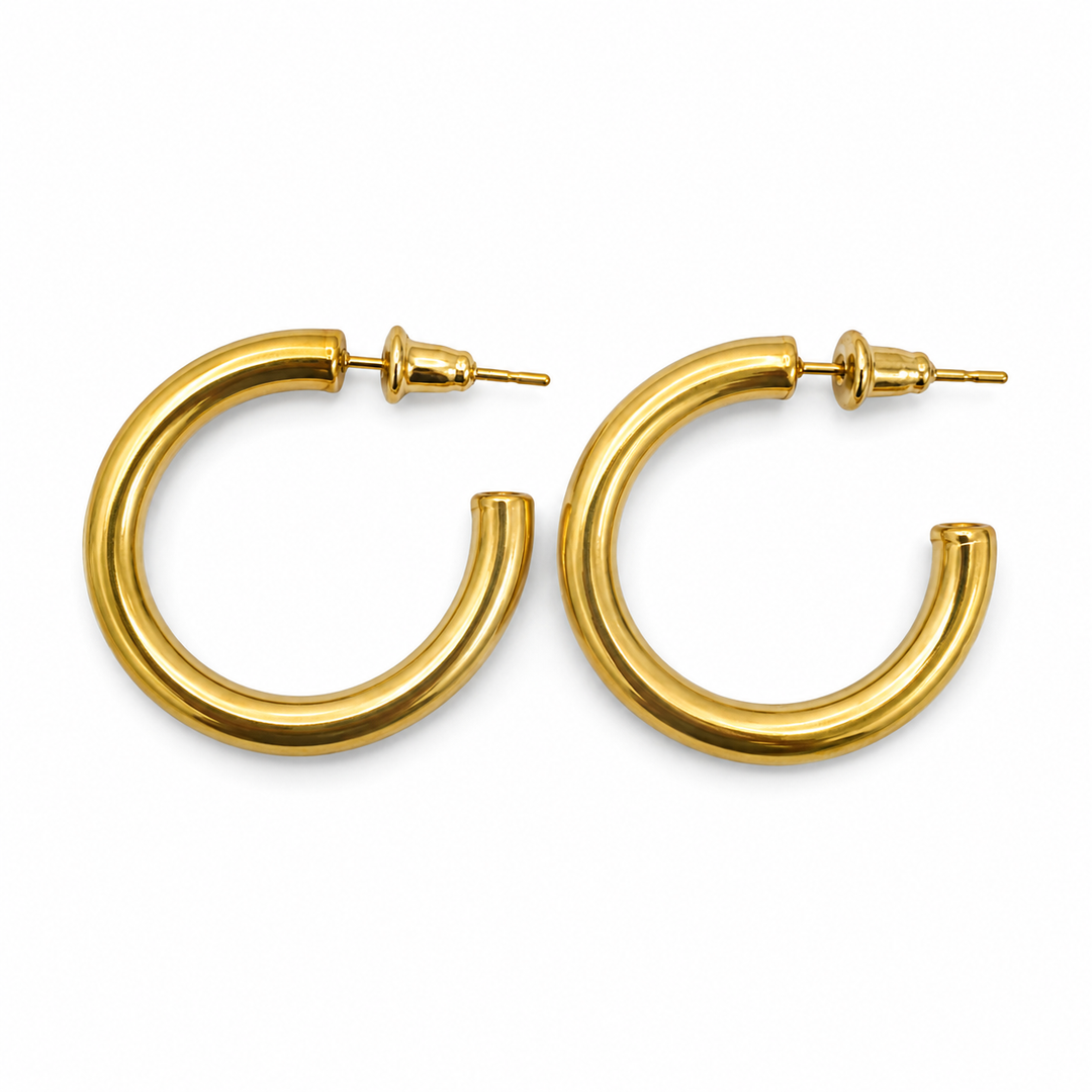 Gold Toned Chic Hoop Earrings