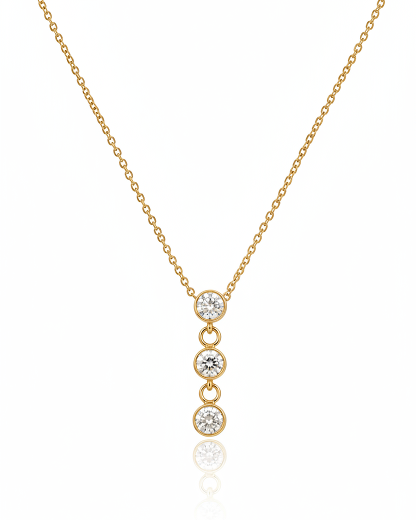 Dainty gold plated waterproof necklace with sparkling cubic zirconia pavé crystal detail by Elli Jewellery