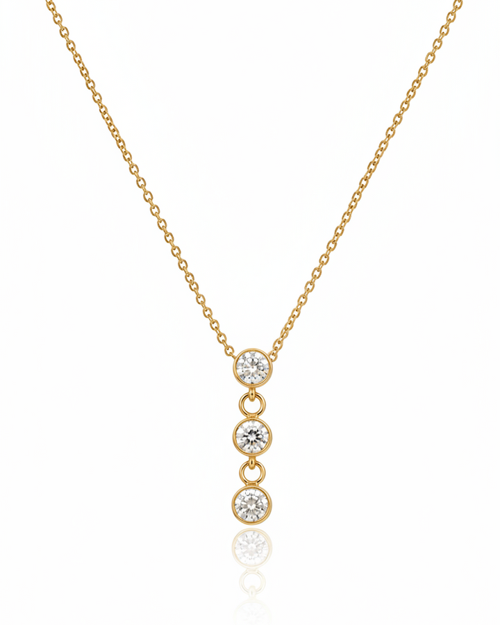 Dainty gold plated waterproof necklace with sparkling cubic zirconia pavé crystal detail by Elli Jewellery
