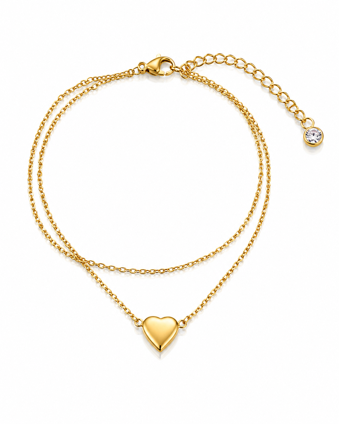 Gold Toned Solid Heart Anklet