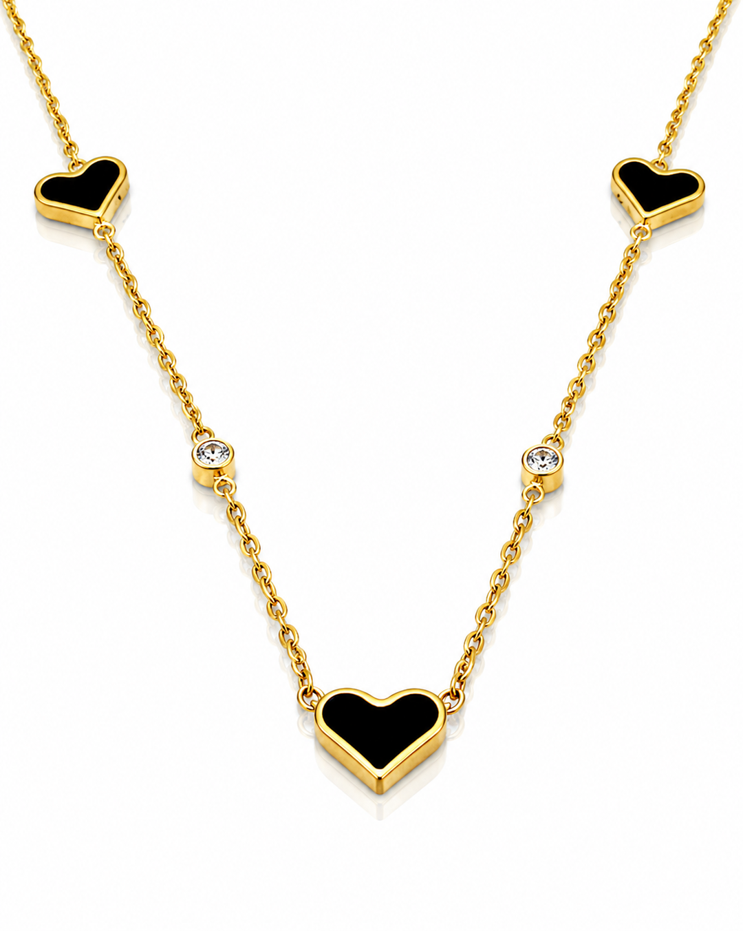 Gold Plated Darkened Heart Pendant Devotion Necklace (11005)