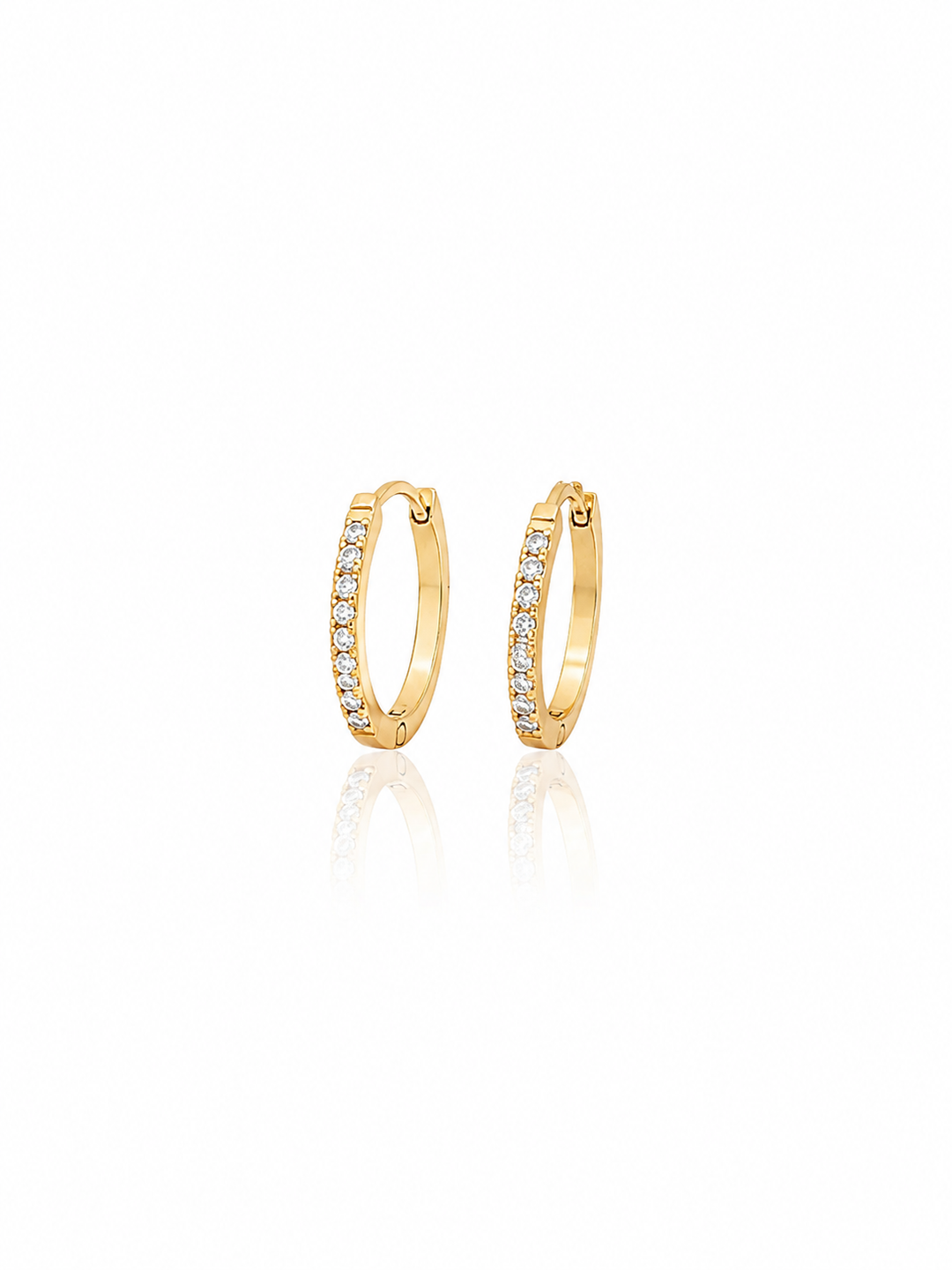 Gold plated waterproof textured hoop earrings with hammered finish by Elli Jewellery