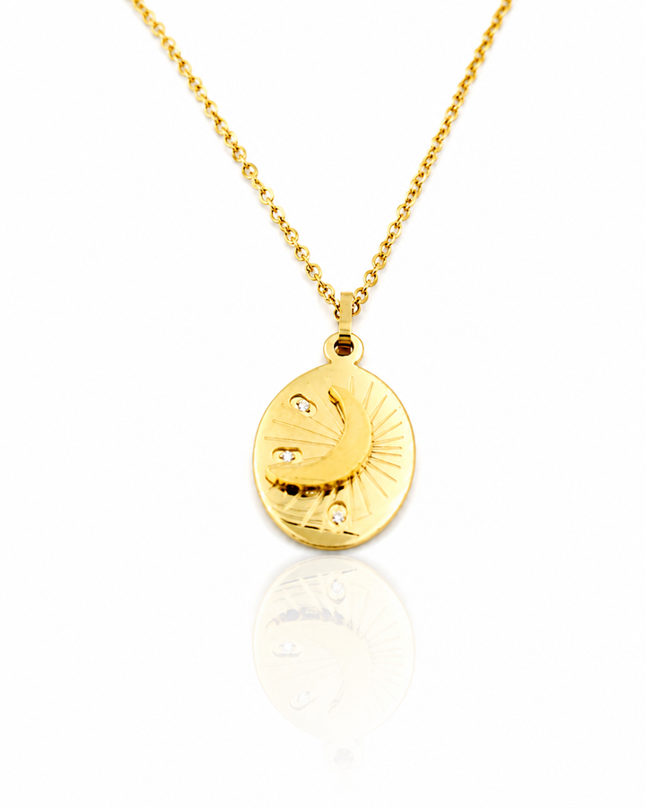 Gold Plated Celestial Moon and Star Pendant Necklace - 44.5 cm  (11568)