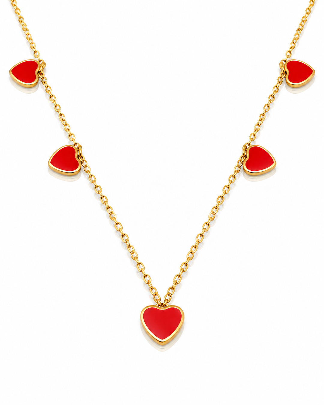 Gold Plated Ruby Red Crystal Heart Pendant Necklace (11007)