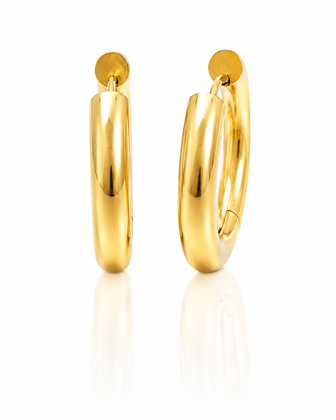 Gold Plated Waterproof Chunky Textured Statement Hoop Earrings (11958)
