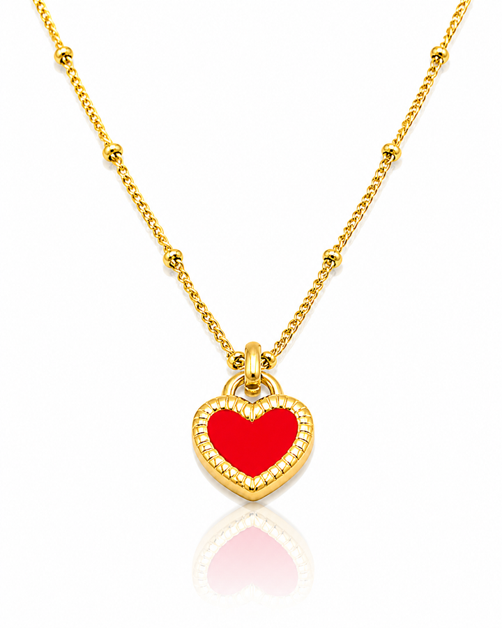 Romantic Red Heart Pendant Gold Plated Waterproof Necklace - 43.5 cm  (11008)