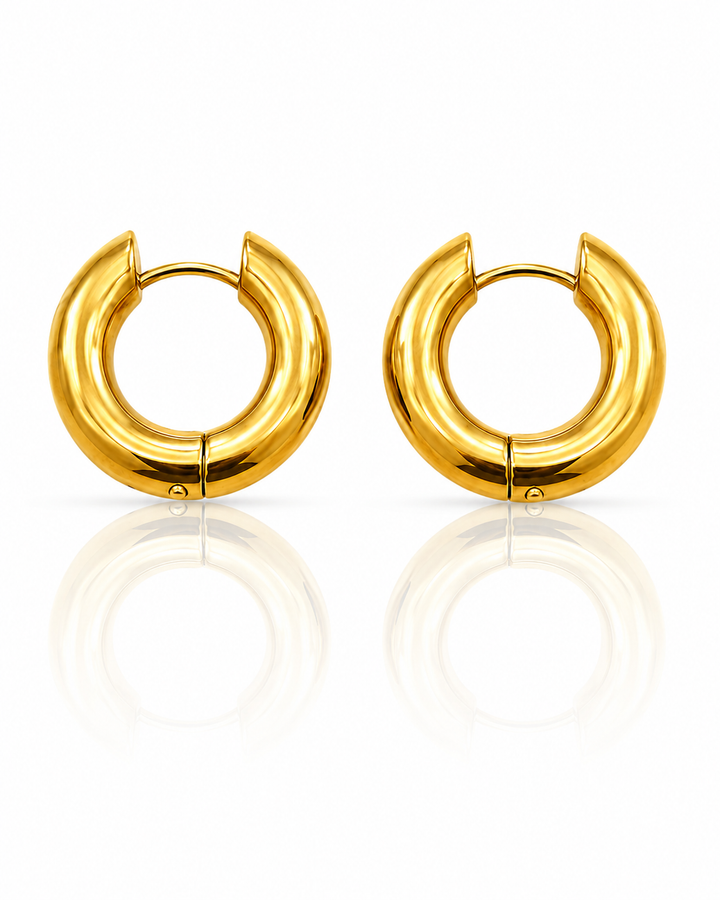 Gold Plated Chunky Statement Hoop Earrings 2.5cm (11327)