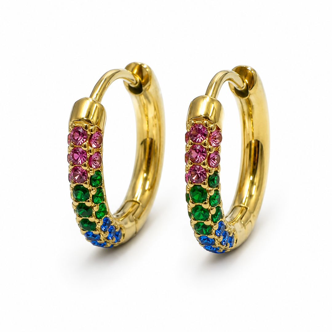 Color Stone Hoop Earrings